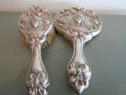 Art Nouveau Silveriron Brush and Mirror Set