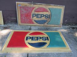 Lot of 2 Vintage Pepsi Advertising Signs