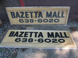 Lot of 2 Vintage Bazetta Mall Advertising Signs