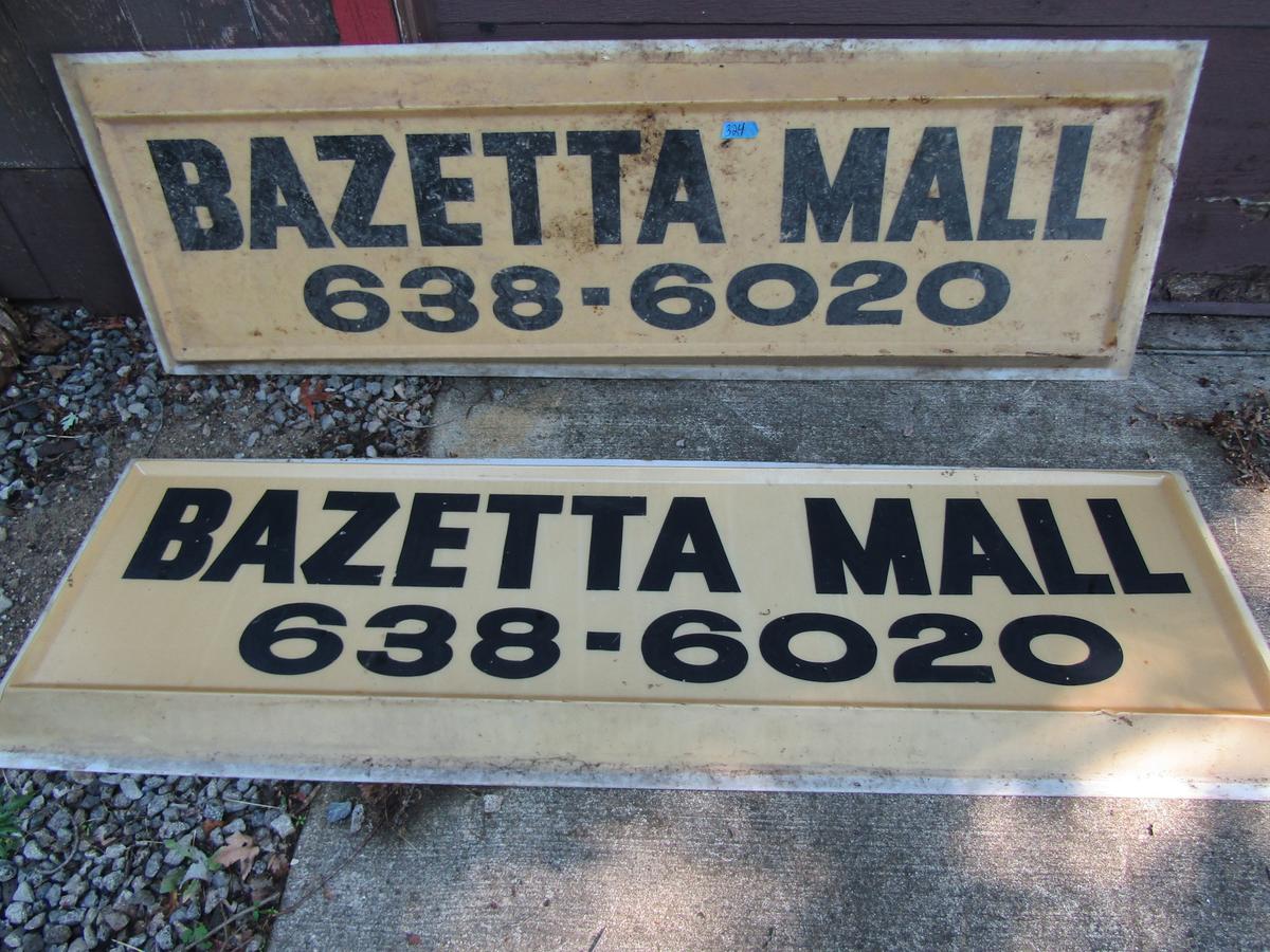 Lot of 2 Vintage Bazetta Mall Advertising Signs