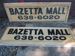 Lot of 2 Vintage Bazetta Mall Advertising Signs