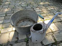 Vintage Galvanized Tub and Water Can