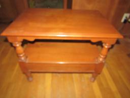Vintage Wood End Table with Bottom Drawer