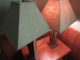 Lot of 2 Vintage Matching Table Lamp with Shade, Works