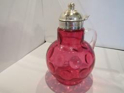 Fenton Cranberry Syrup Jar
