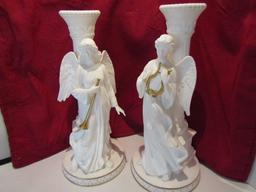Lot of 2 Lenox Angel Candlesticks, 10 Inches Tall