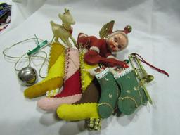 Vintage Christmas Ornaments with Felt and Celloid Angel