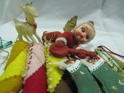 Vintage Christmas Ornaments with Felt and Celloid Angel