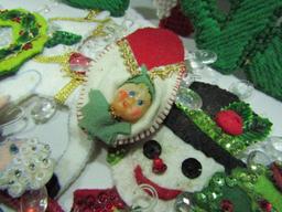 Vintage Christmas Ornaments, Felt, Sequence, Celloid