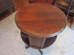 Vintage Wood Carousel Middle End Table, 4 Footed