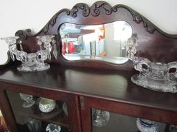 Vintage China Cabinet with Mirror, Contents Not Included