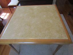 Vintage Folding Wood Card Table, Padded Top, Automatic Opening Legs