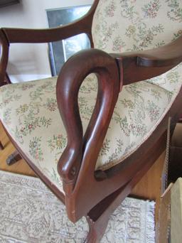 Antique/Vintage Carved Swan Rocker Chair