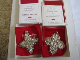 Sterling Silver Reed & Barton L.E. 1984 & 87 Ornaments, .94 oz