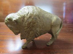 Antique/Vintage Cast Iron Steel Buffalo/Bison Coin Penny Bank