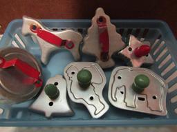 Vintage Wood and Metal Handle Holiday Cookie Cutters, Santa