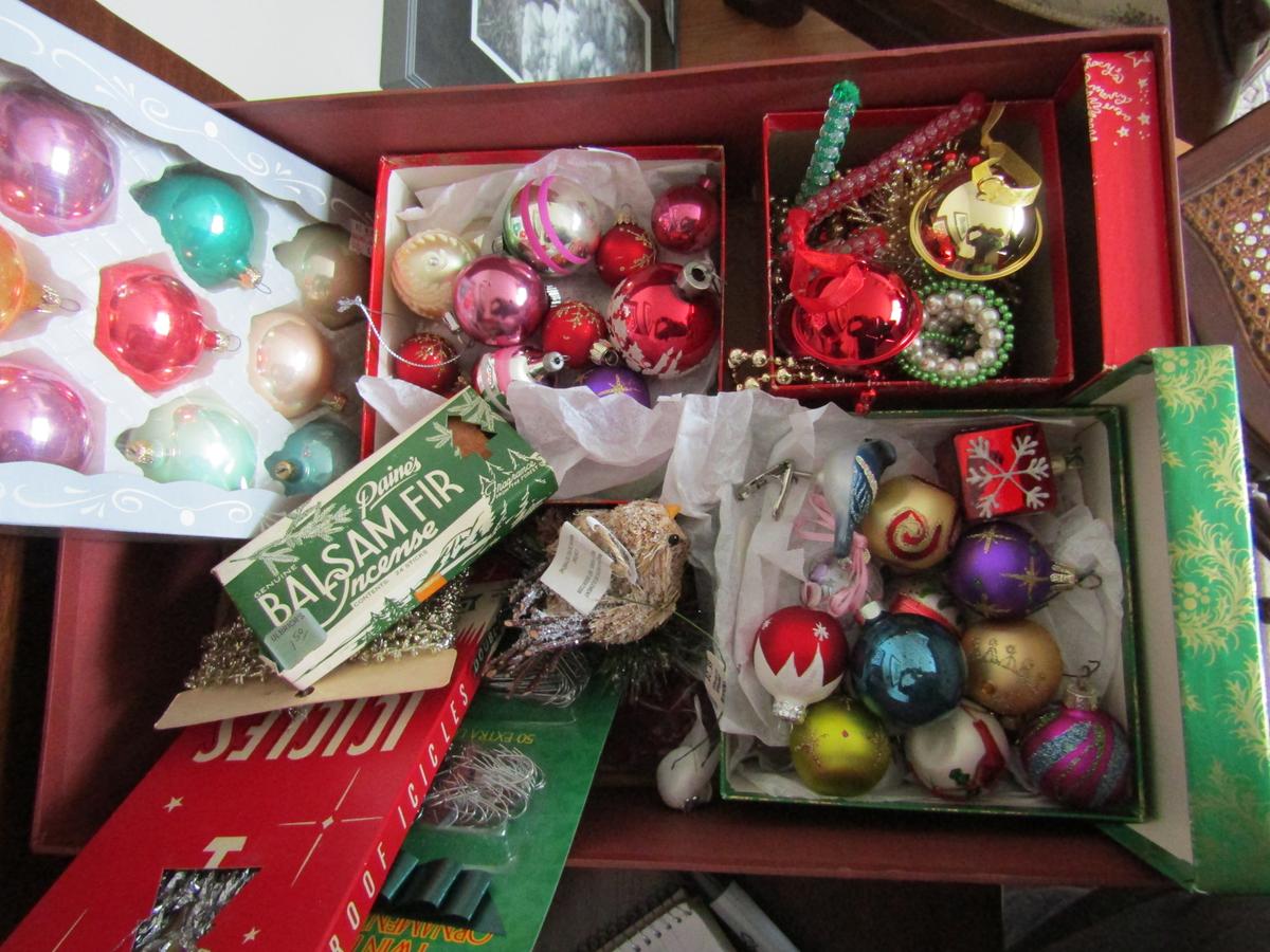 Box of Christmas Ornaments