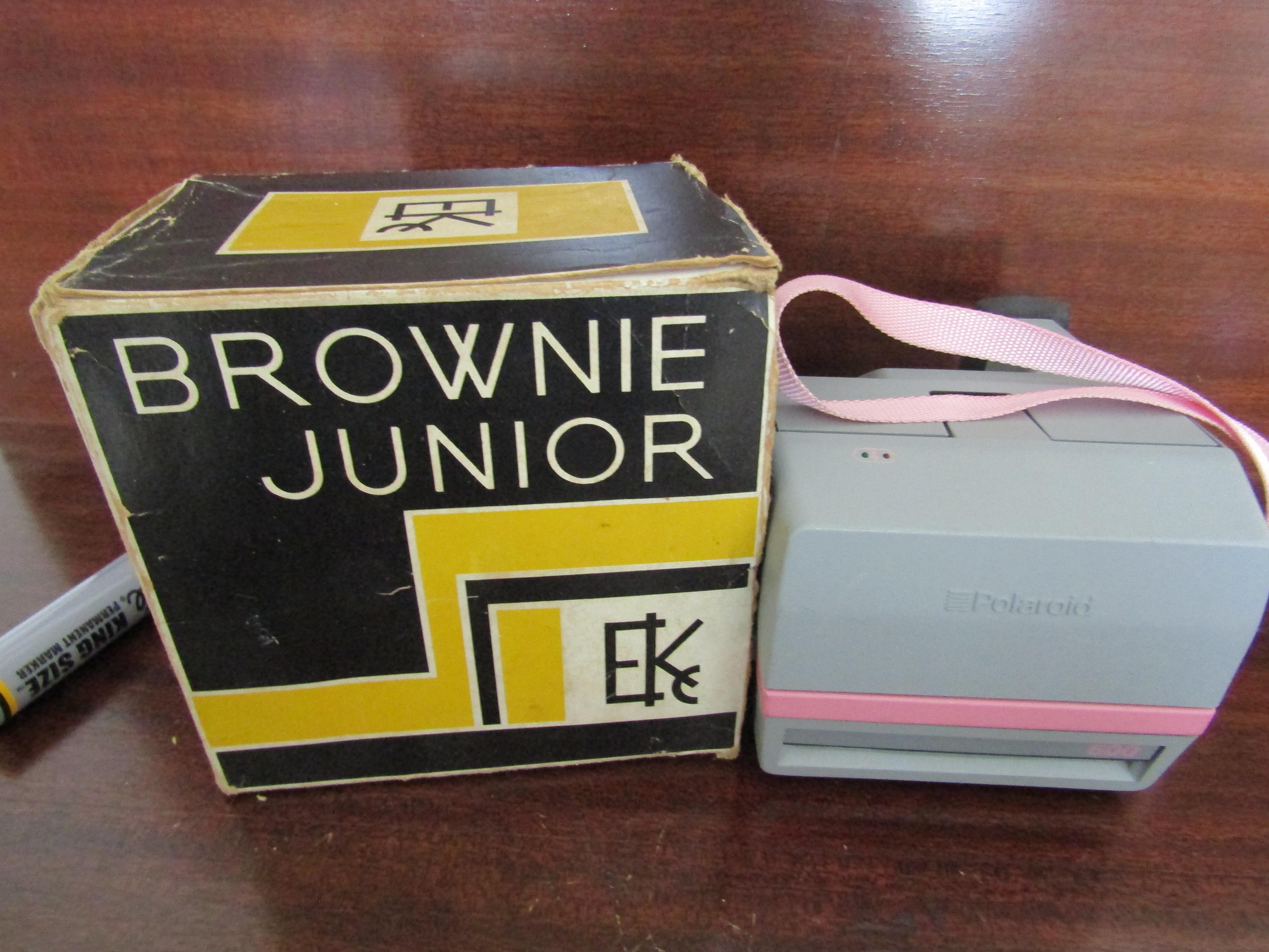 Vintage Cameras, Pink Polaroid Cool Cam Made in Poland, Brownie Jr. Kodak Camera, Works