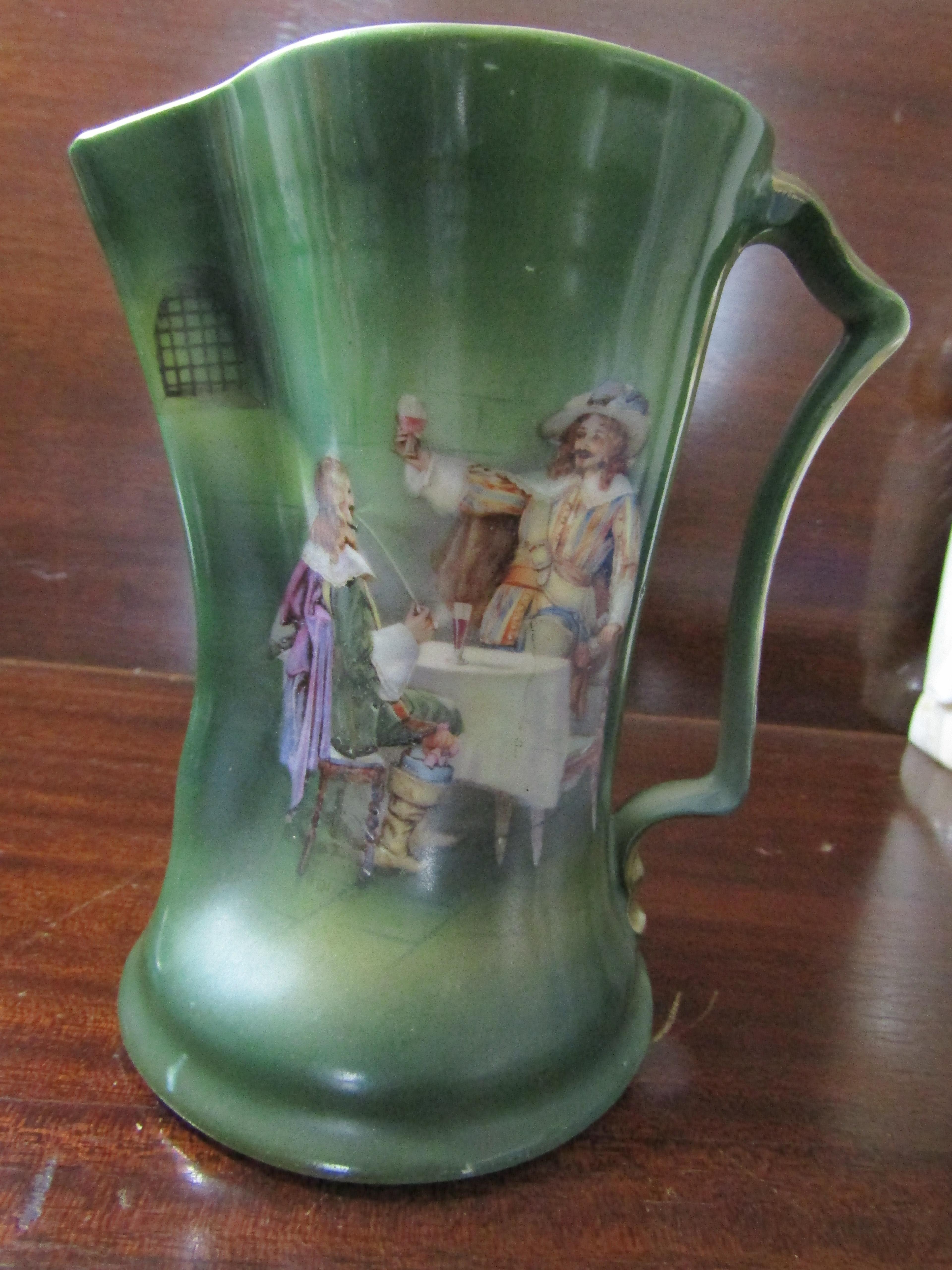 Antique/Vintage German Arzberg Serving Bowl, Royal Bayreuth Cavalier Pitcher