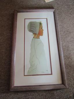 Nice Signed Print Amish Girl, Number 41/500