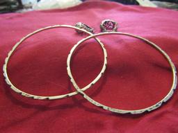 Vintage Mexico Sterling Silver Earrings and 2 Bangle Bracelets, Stamped 925, 15gms