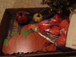 Vintage Fall/Halloween Décor, Pumpkins, Ducks, Linens