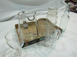 Vintage Glassware, Pitcher, Bottle, Mugs, Canister