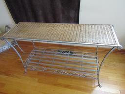 Metal and Wicker Sofa Table, Matches Lots 2 and 4, Like New