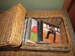 Metal and Wicker Basket with Lid and Music CD's