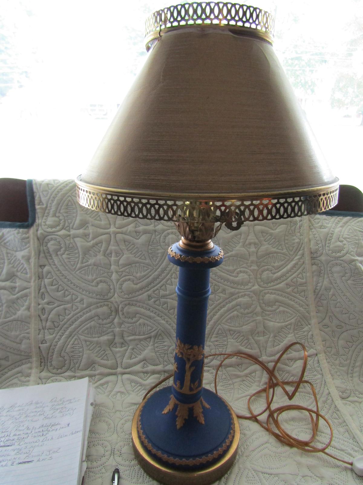 Jasperware 15" Lamp and Shade with Tears