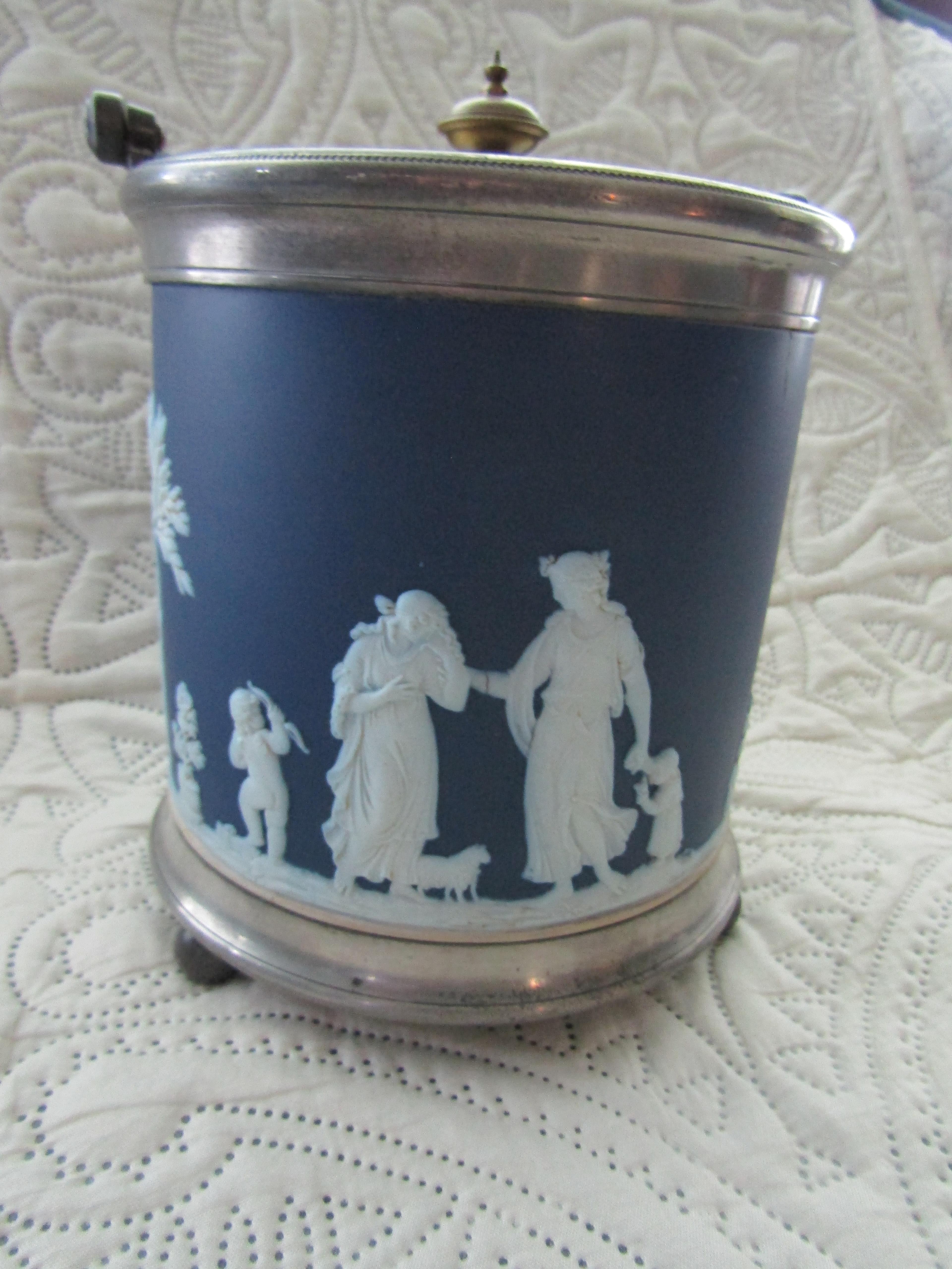 Antique and Vintage Wedgwood Jasperware Biscuit Jar