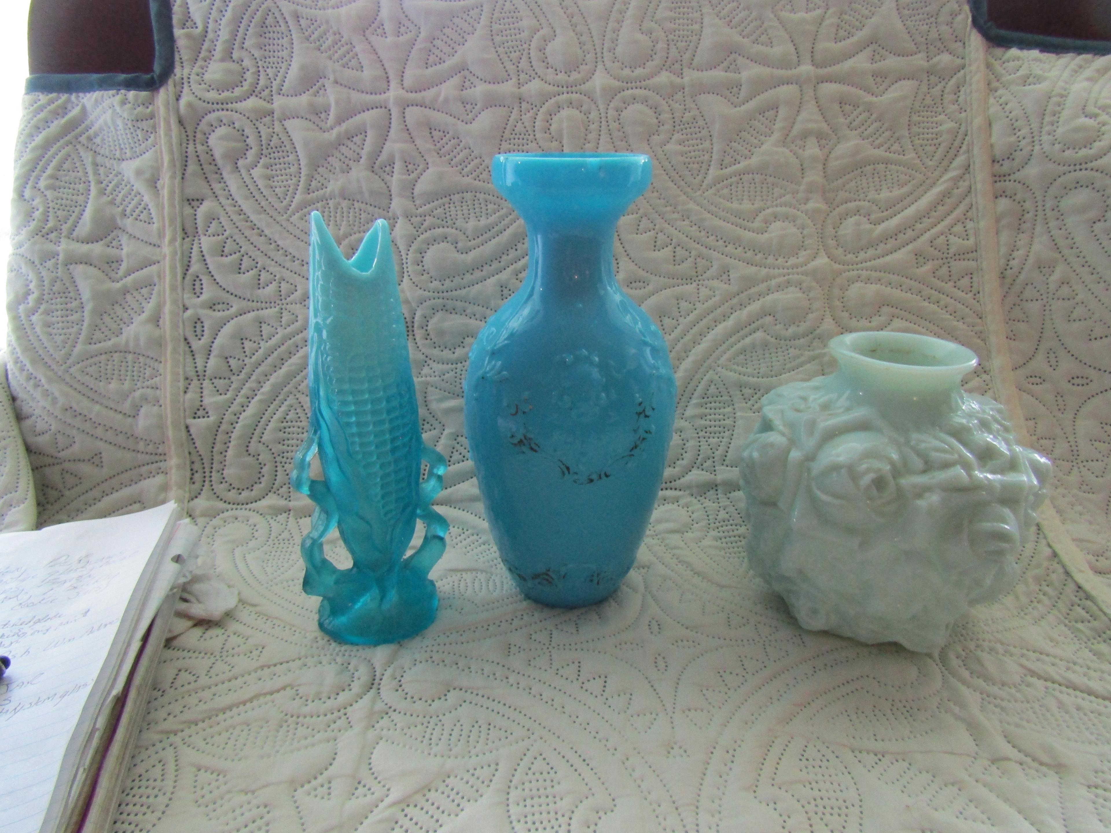 Antique and Vintage Milk Glass Vases and Corn Cob Vase