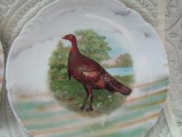 Vintage Germany Scenic Duck, Turkey and Fish Handpainted Plates