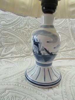 Vintage 16" Delfts Holland Handpainted Lamp with Shade