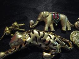 Lot of 5, Vintage Gold Tone Animal Brooch