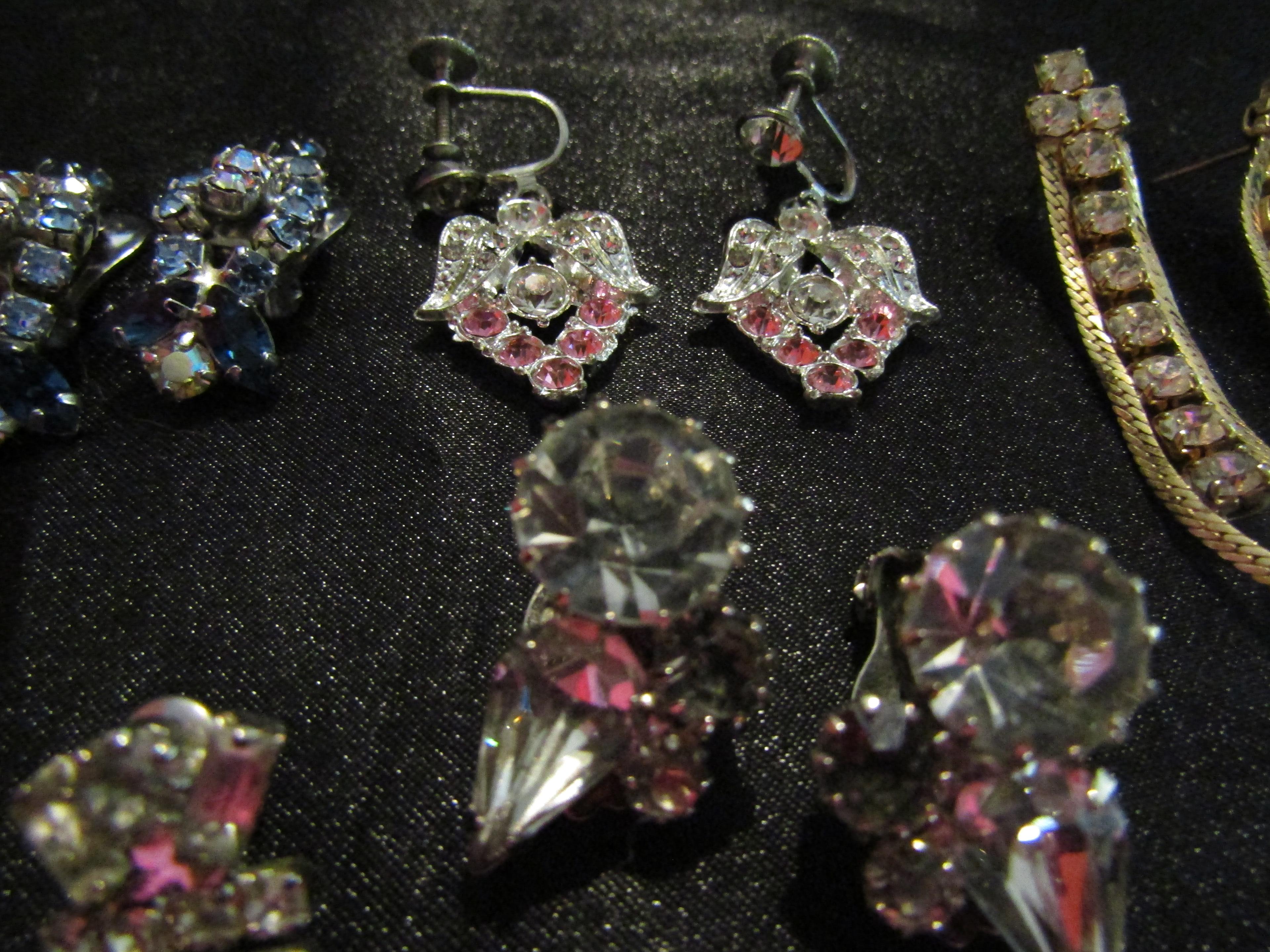 Vintage Rhinestone Earrings Lot