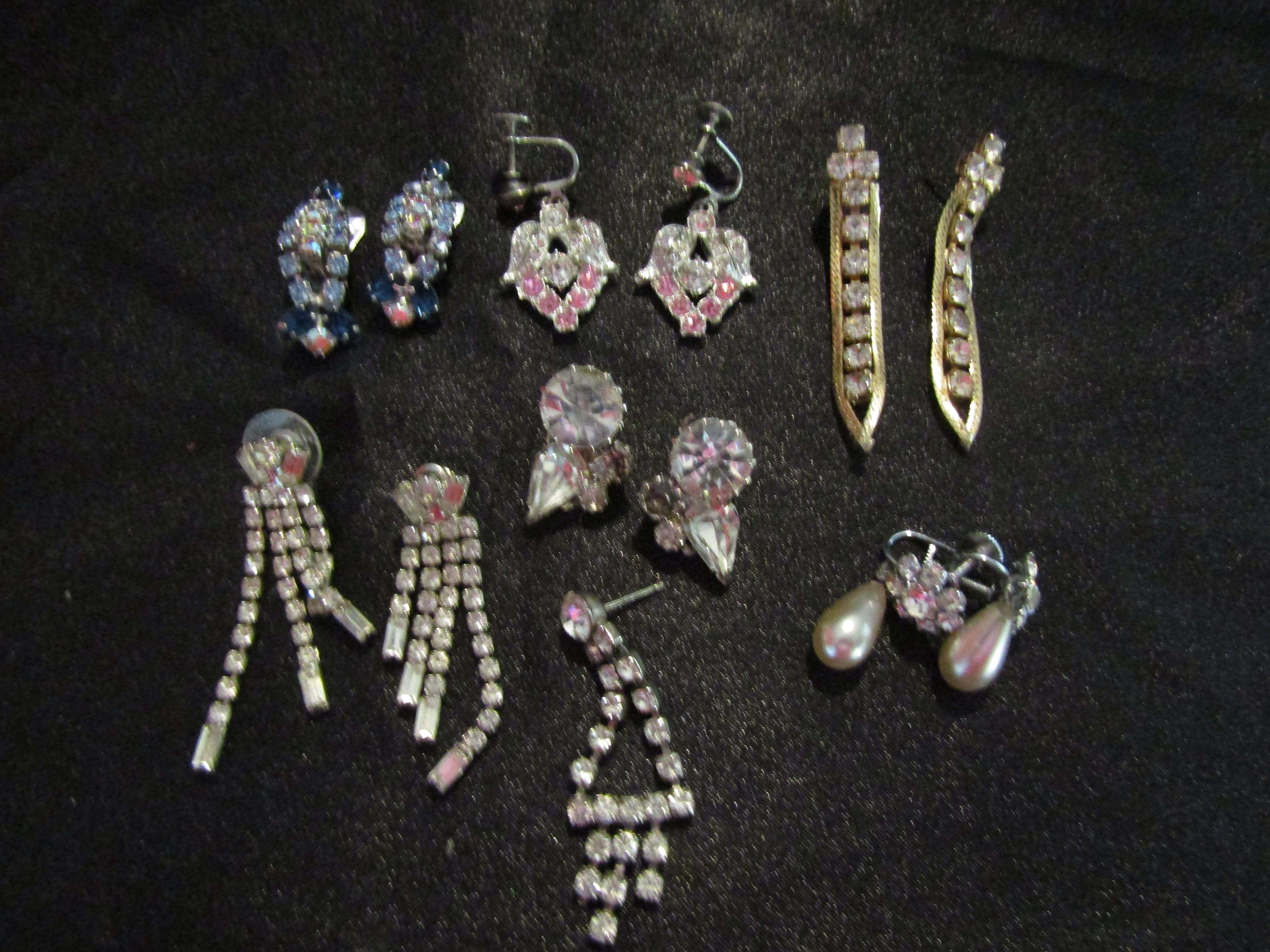 Vintage Rhinestone Earrings Lot