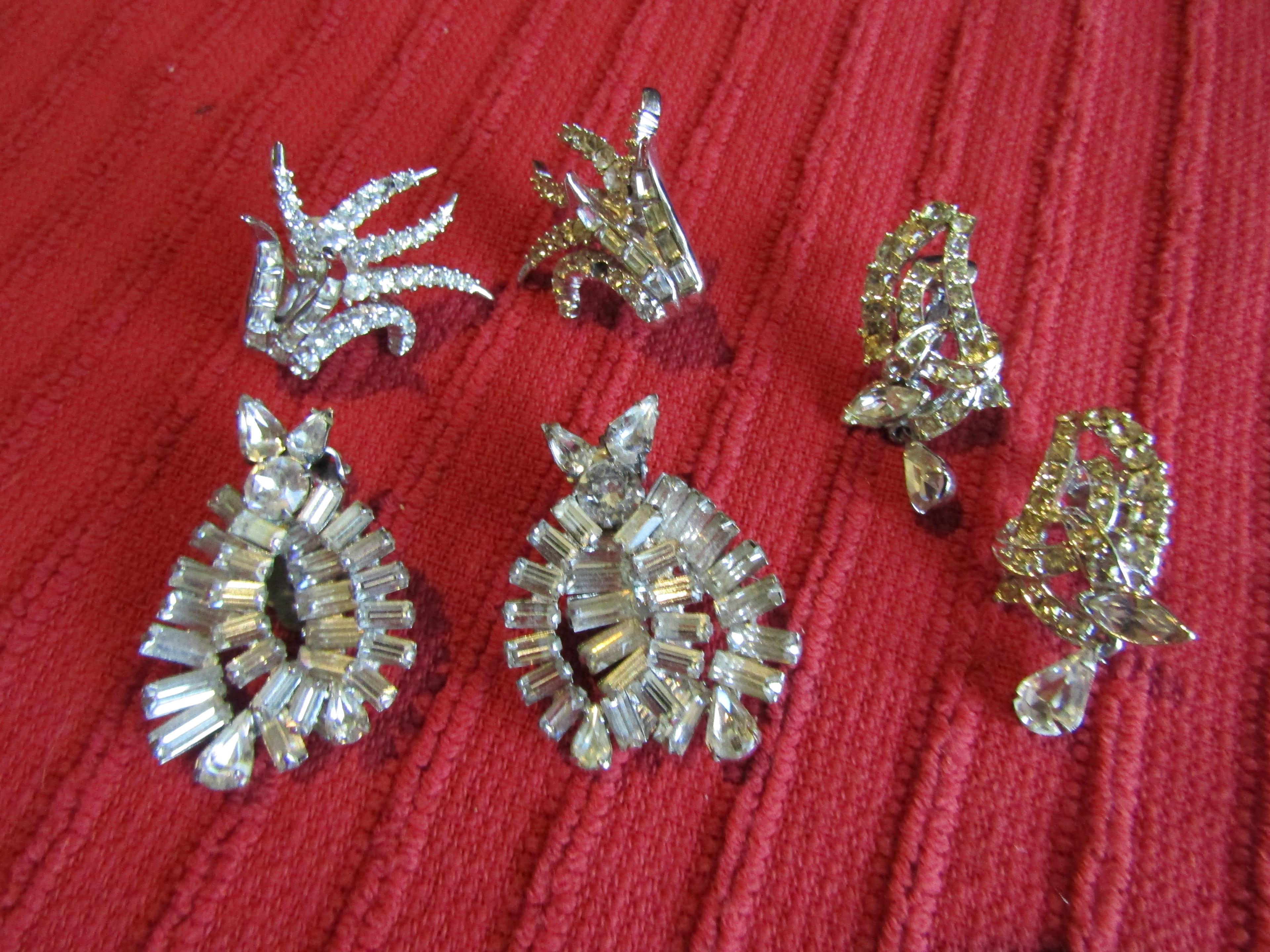 Vintage Clip Rhinestone Earring, Coro and Others