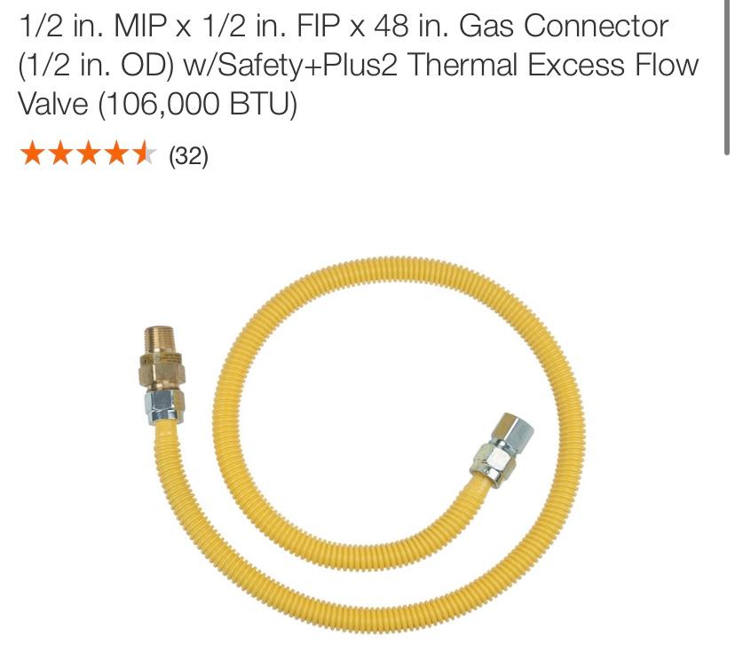 1/2”x48” fled gas connector