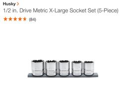 Husky 1/2” drive metric XL socket set-5 pc