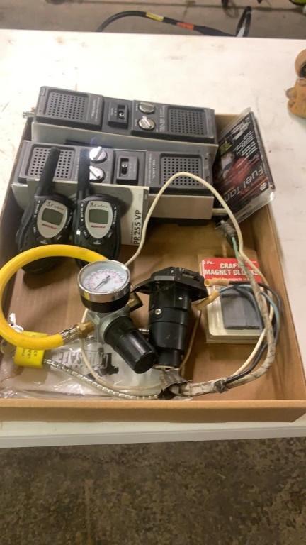 Lot of walkie talkies,regulator,trailer wire