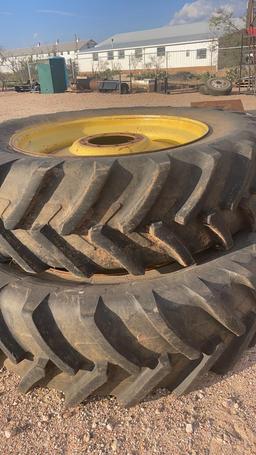 Pair JD duals. 480/80 R42 Michelin tires