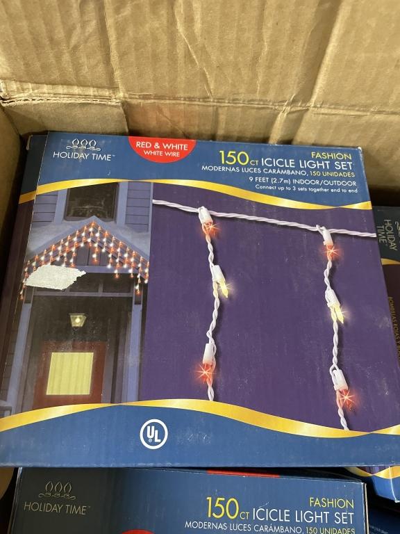 Box of red & white icicle Christmas lights