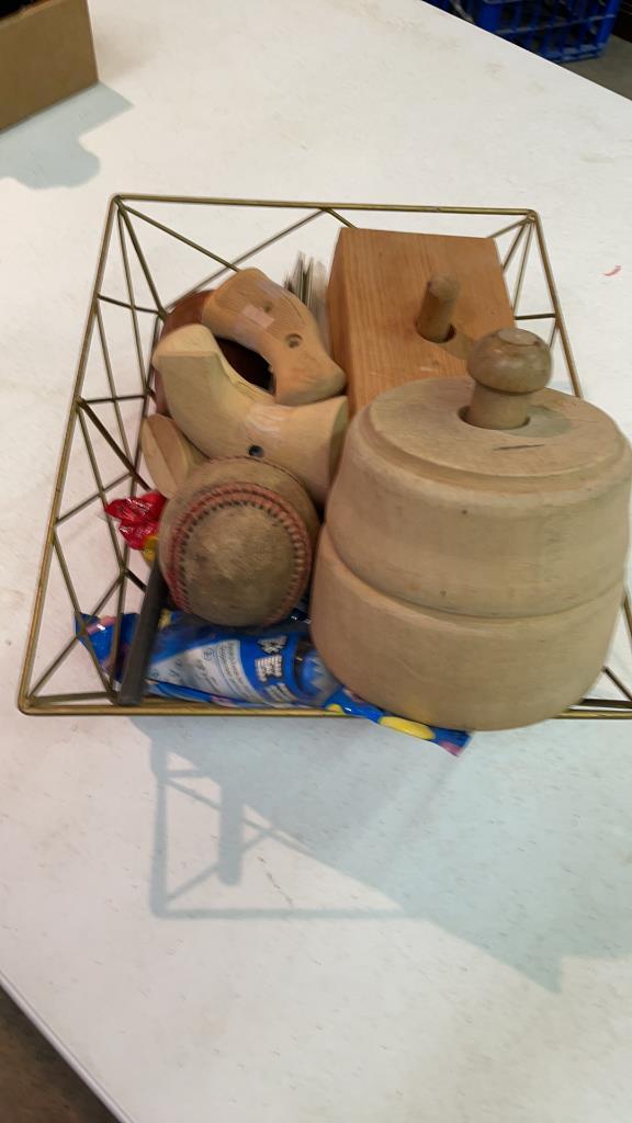 Basket of vintage items