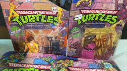 Box of Teenage Mutant Ninja Turtle figures