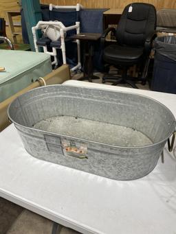 Galvanized tub,wire baskets,buckets, wooden holder