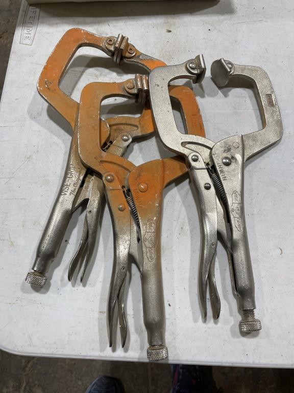 3 vise grip C-clamps