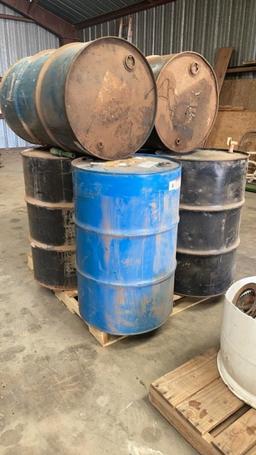 Lot of 6 empty 55gal drums