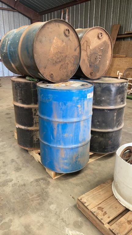 Lot of 6 empty 55gal drums