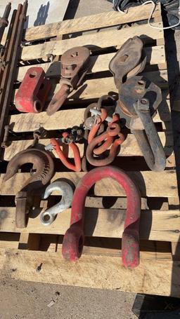 Lot of misc shackles, clevis & blocks